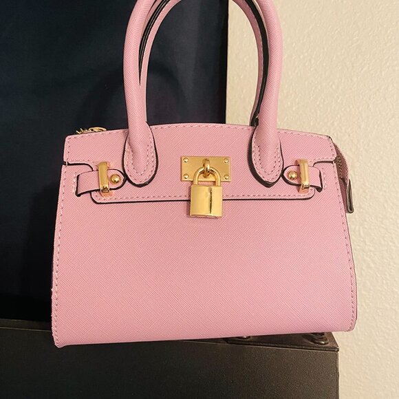 Neiman Marcus Pink Saffiano Faux Leather Satchel Bag - Picture 2 of 4